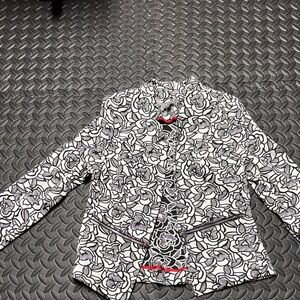 Elegant Black and White Floral Women's Blazer